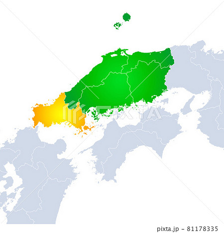 山陰地方 地図 日本地図の写真素材