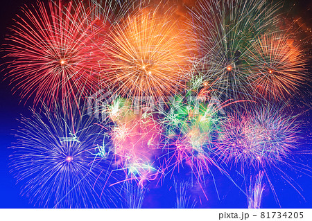 コラージュ 夏祭り 花火 イベントの写真素材