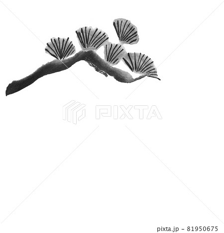 松 水墨画 イラスト 墨のイラスト素材