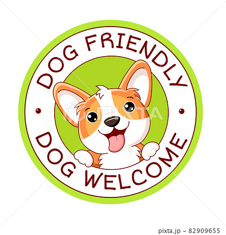 pet friendly icon vector pet paw or dog label Vet clinic, shop