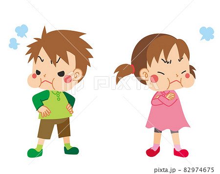 女の子 ケンカ 喧嘩 子供のイラスト素材