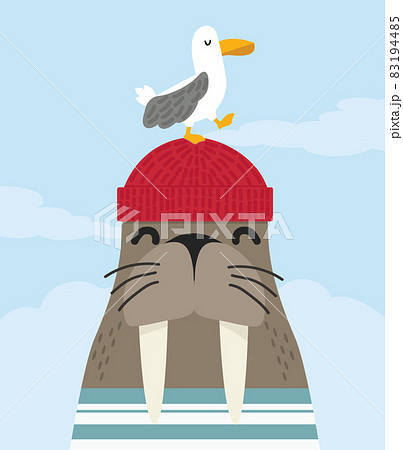 セイウチ イラスト 動物 かわいいのイラスト素材