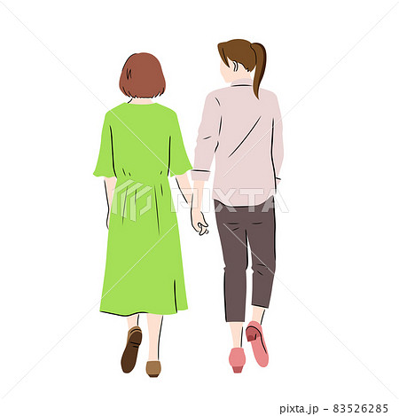 カップル 後ろ姿 恋人 アベック 後姿のイラスト素材