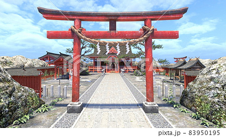 神社 鳥居 Cg 建物のイラスト素材