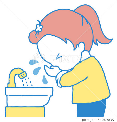 洗う 洗顔 子供 顔のイラスト素材