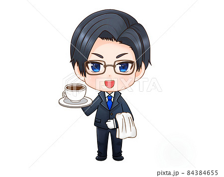 執事 ウエイター 男性 かわいいのイラスト素材