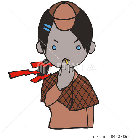 女の子 ホイッスル 笛の写真素材