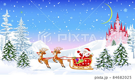 クリスマスプレゼント クリスマス イブの夜 イラストレーションのイラスト素材