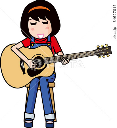 ギター アコースティックギター 弾き語り フォークギターのイラスト素材