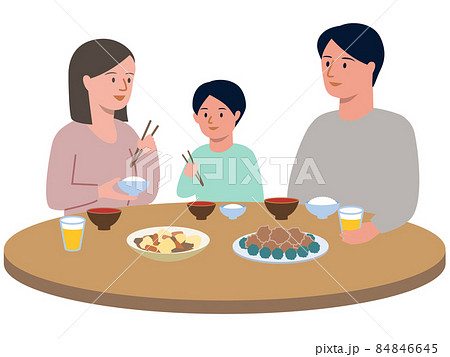 夕飯 夕食 家族 団らんのイラスト素材