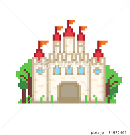 ドット絵 ゲーム 建物 ビルのイラスト素材