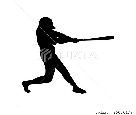 打者 バッター 野球 シルエットの写真素材