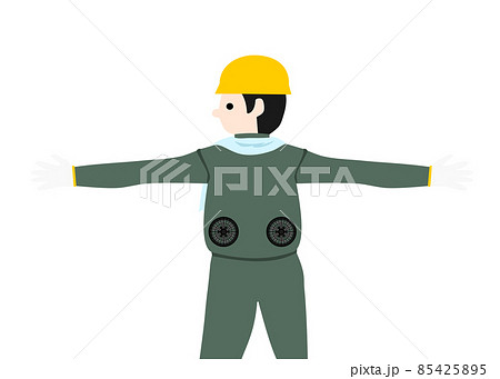 作業着 後ろ姿 男性 人物の写真素材