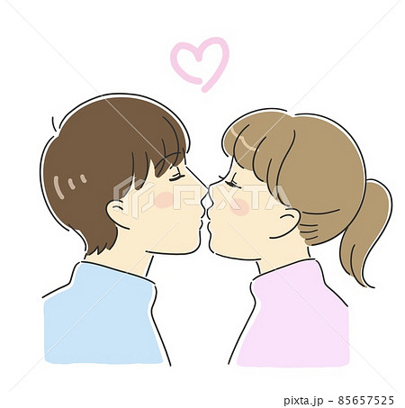 夫婦 カップル 男女 キスのイラスト素材