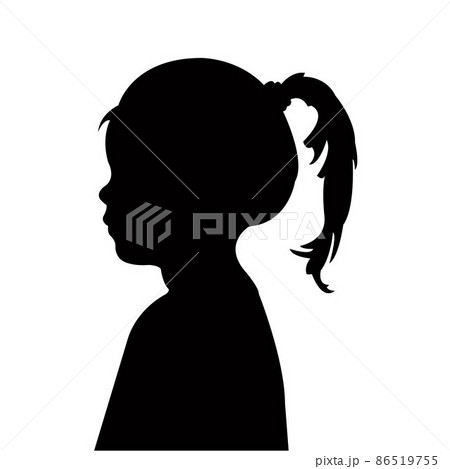 子供 横顔 シルエット 女の子のイラスト素材