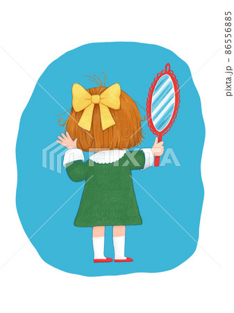 後ろ姿 女の子のイラスト素材