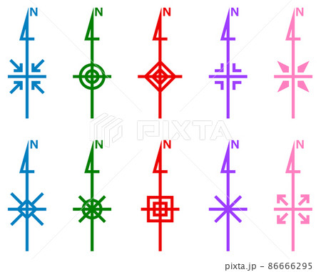 方位マーク 方向 北 地図記号の写真素材