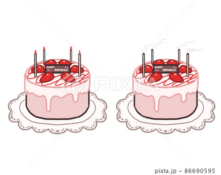 ケーキ 誕生日 イラスト 手書き 祝い かわいいのイラスト素材