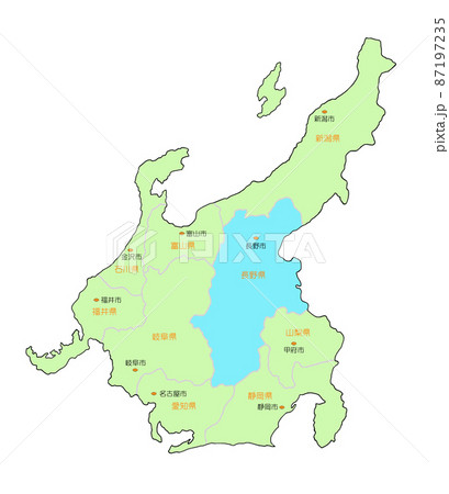 長野市 長野県 地図 県庁所在地のイラスト素材