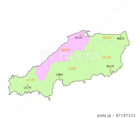 山陰地方 地図 日本地図の写真素材