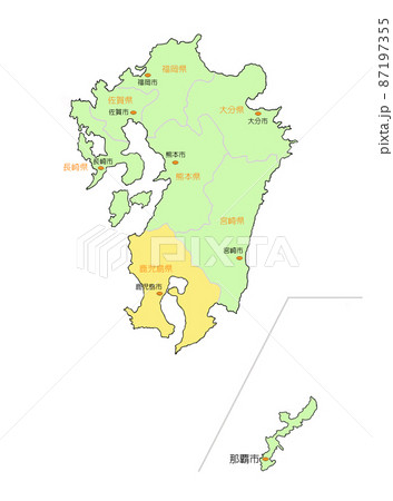 鹿児島市地図のイラスト素材