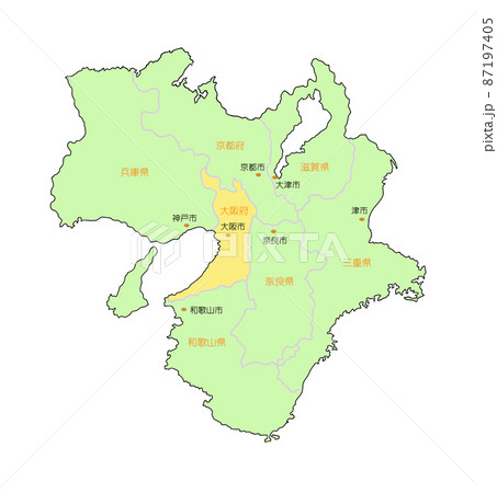 大阪 大阪府 地図 白地図のイラスト素材