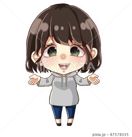 ちびキャラ 女の子 イラストの写真素材