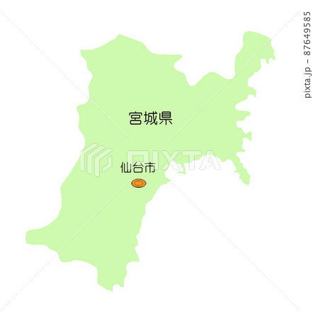 宮城 宮城県 地図 白地図のイラスト素材