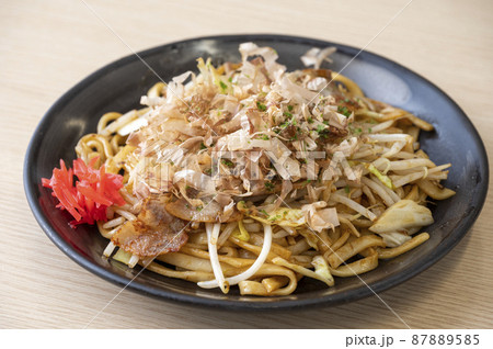 焼きうどん 焼うどん 紅生姜 うどんの写真素材