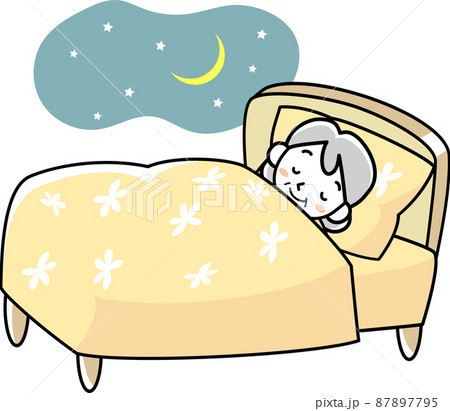 ベッド イラスト 睡眠 眠るのイラスト素材