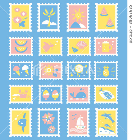 切手 ベクター 夏 スイカのイラスト素材 切手 ベクター 夏 スイカのイラスト素材