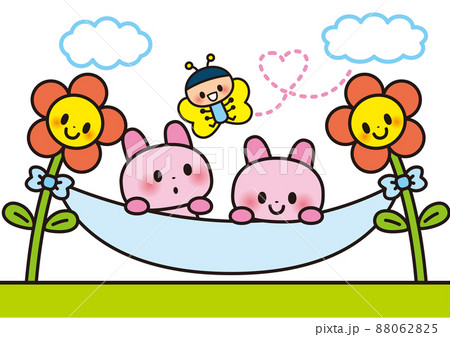 ゆるい 動物 うさぎ 可愛いのイラスト素材