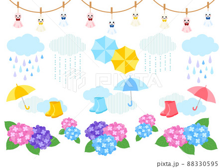 雨 しずく 6月 おしゃれのイラスト素材