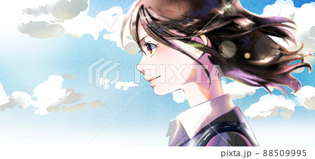 横顔美人のイラスト素材