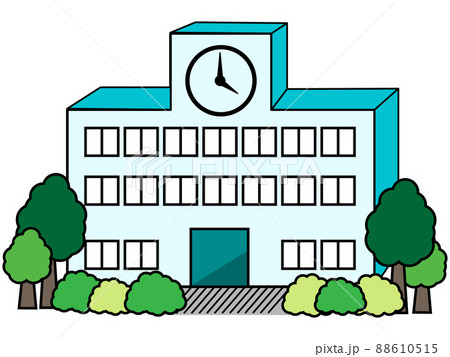 学校 外観 建物 校舎のイラスト素材