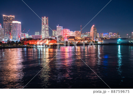 みなとみらい 夜景の写真素材