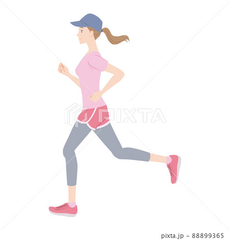 横向き 全身 走るのイラスト素材