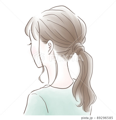 女性 髪 結ぶ ポニーテールのイラスト素材