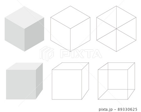 キューブ 立方体 イラスト 正六面体の写真素材