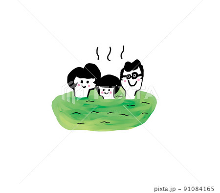 女性 温泉 入浴 人物 女の子のイラスト素材