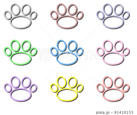 猫 ねこ 足跡 肉球 イラストの写真素材