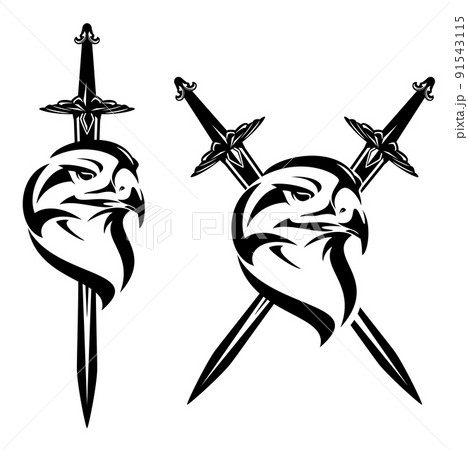 モノクロ 白黒 タカ 鷹のイラスト素材 モノクロ 白黒 タカ 鷹のイラスト素材