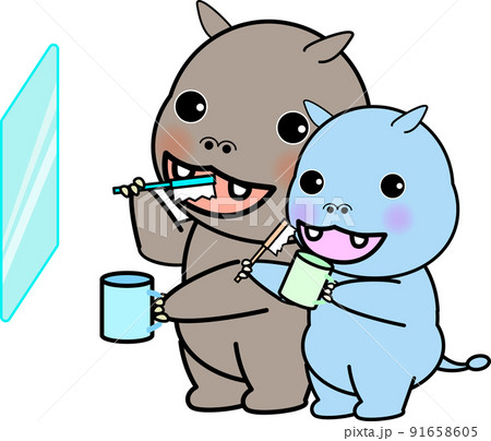 歯みがき カバ イラスト 歯磨きのイラスト素材