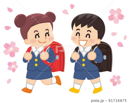 小学生 女の子のイラスト素材