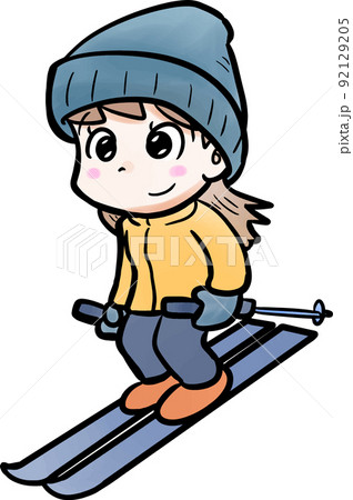 Cute Skiing Girl Dressed in Winter Clothes - Stock Illustration  [108990558] - PIXTA
