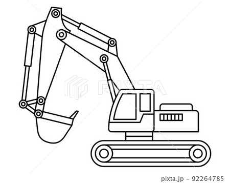 ショベルカー パワーショベル かわいい 白バックの写真素材