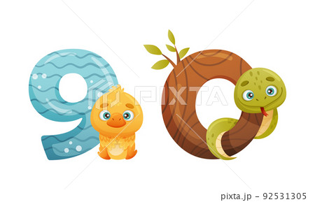 ゼロ 数字 イラスト 動物の写真素材