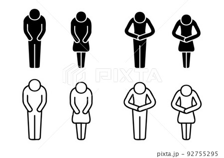 ピクトグラム 頭を下げる お辞儀 挨拶のイラスト素材