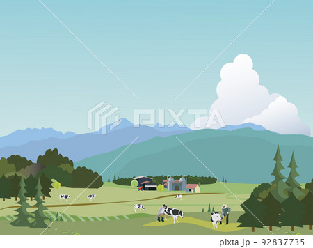 田舎の風景のイラスト素材