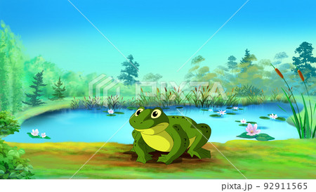かえる カエル 蛙 池のイラスト素材